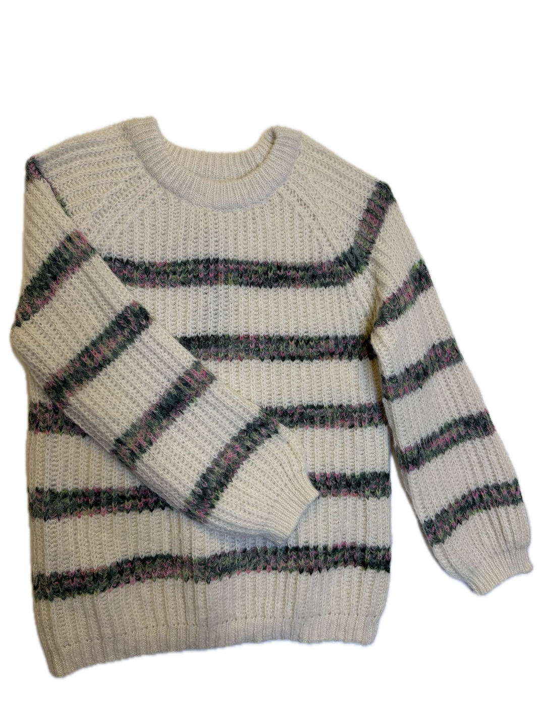 Cream Striped Boat-Neck Top