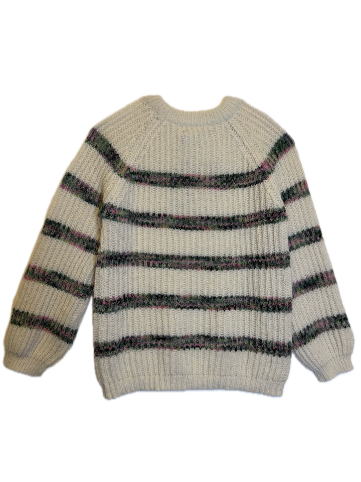 Cream Striped Boat-Neck Top