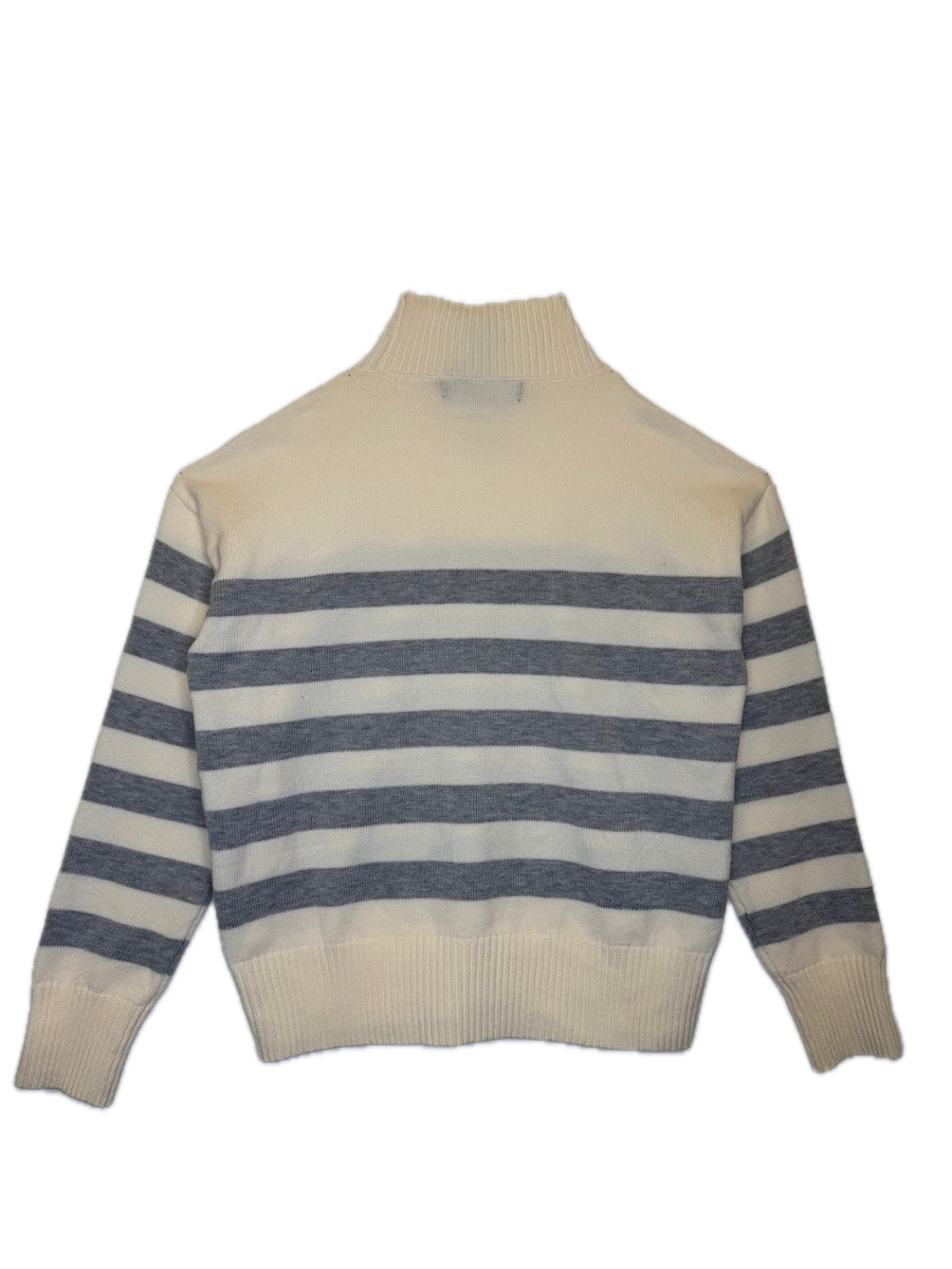 Cream Mock Neck Striped Sweater