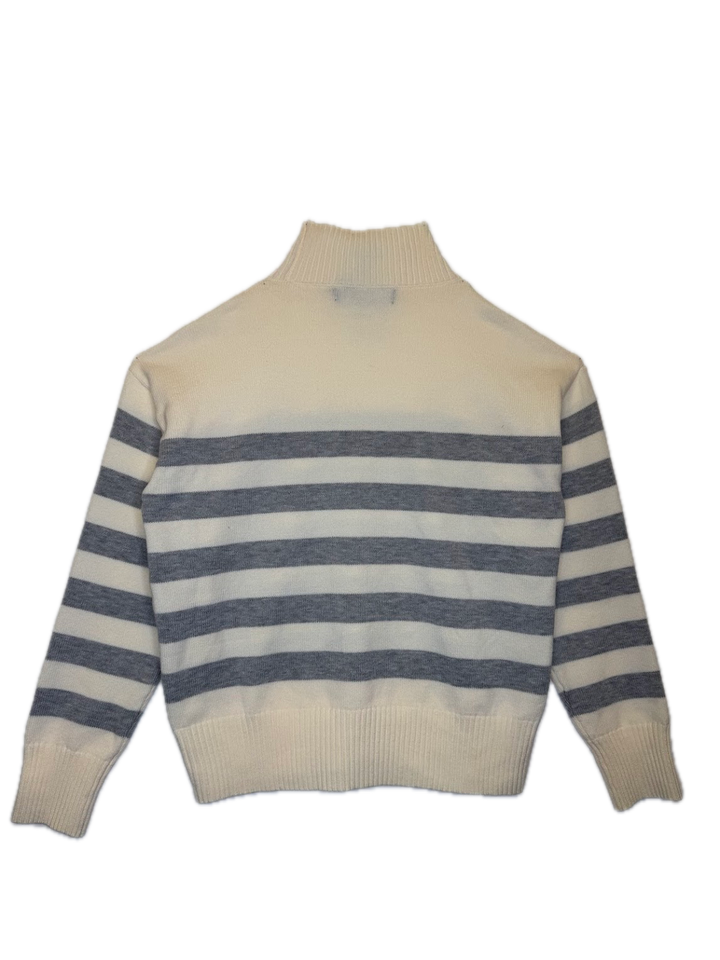 Cream Mock Neck Striped Sweater