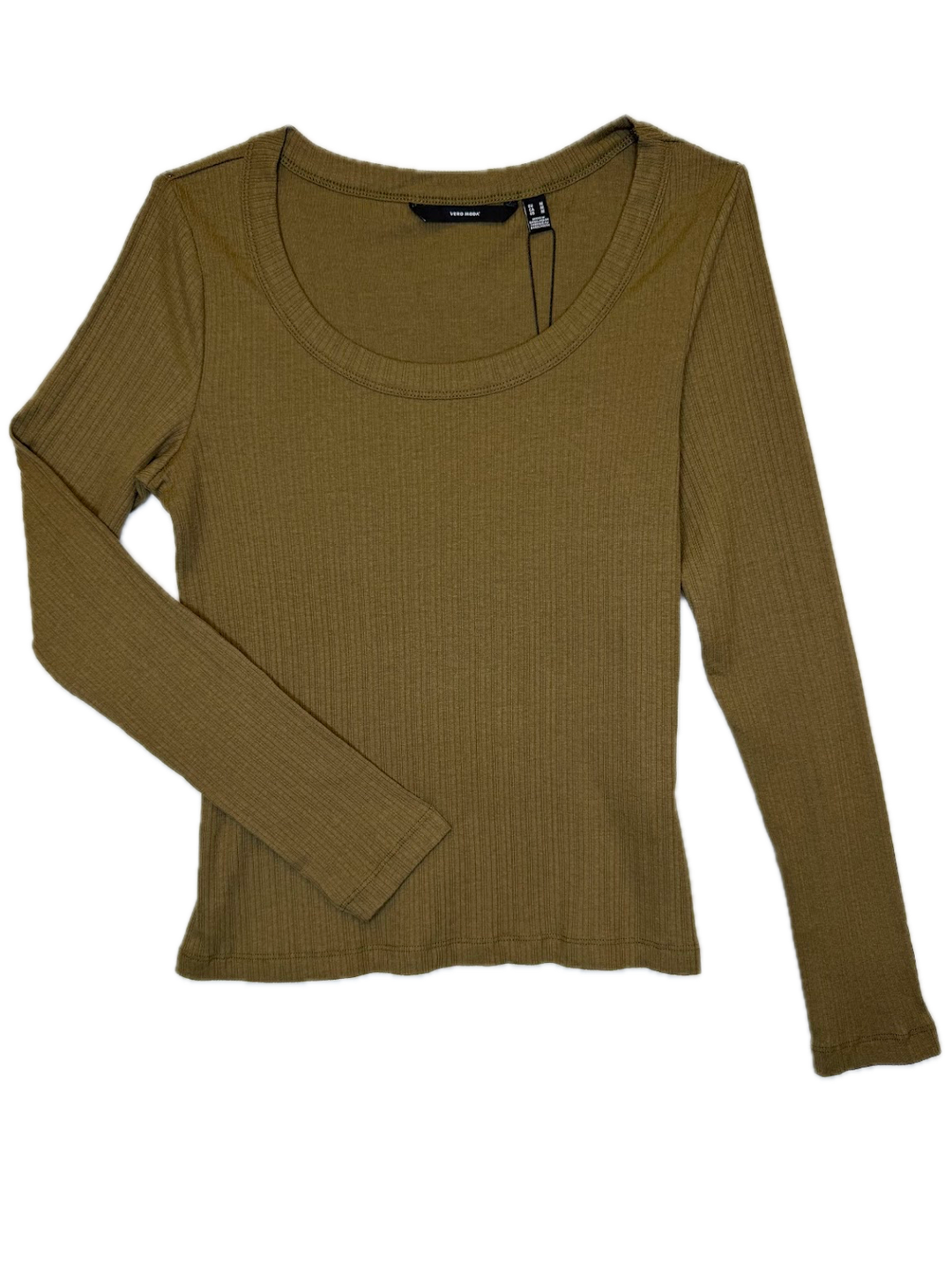 Olive Green Ribbed Scoop Neck Top