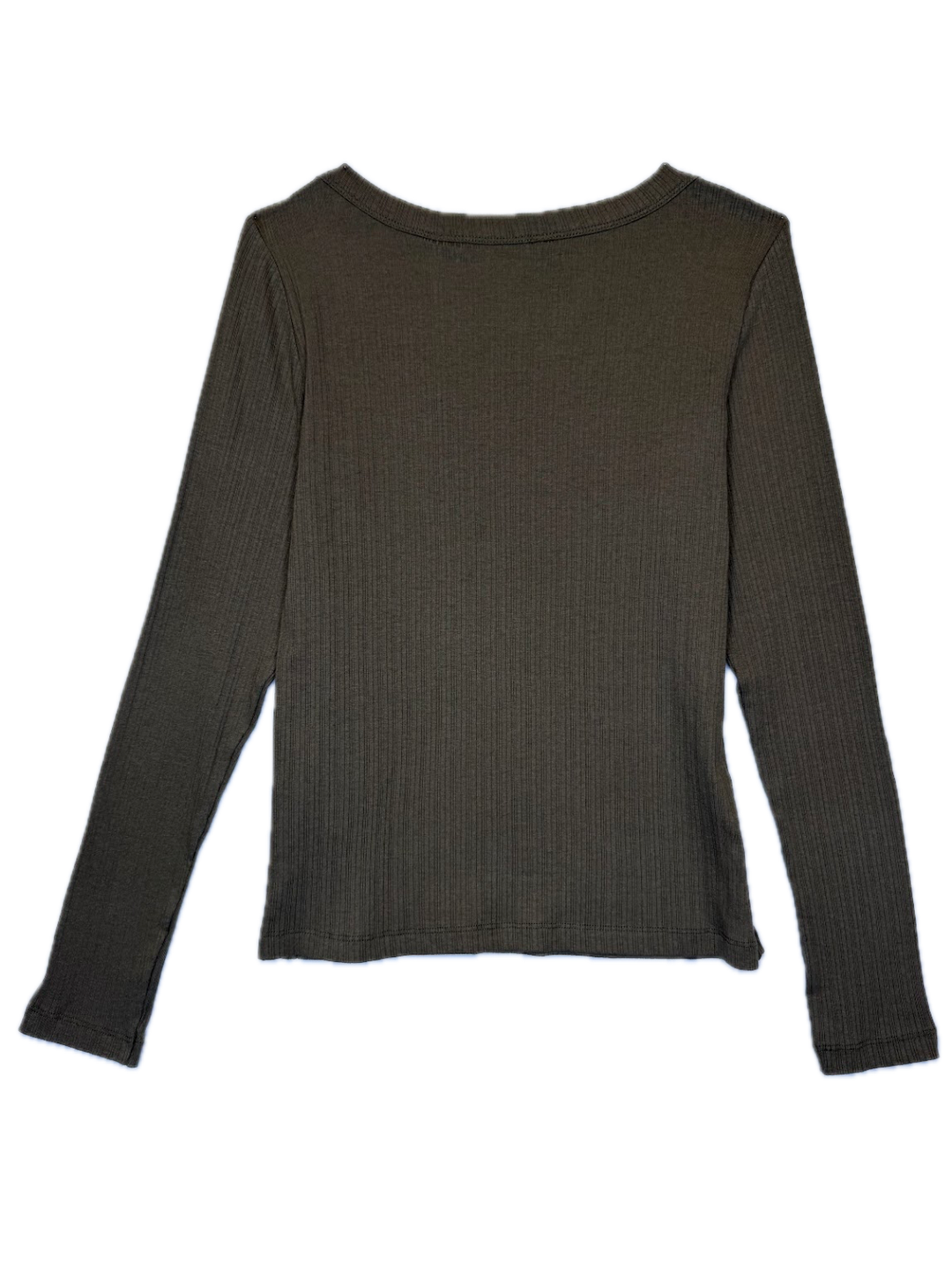Olive Green Ribbed Scoop Neck Top