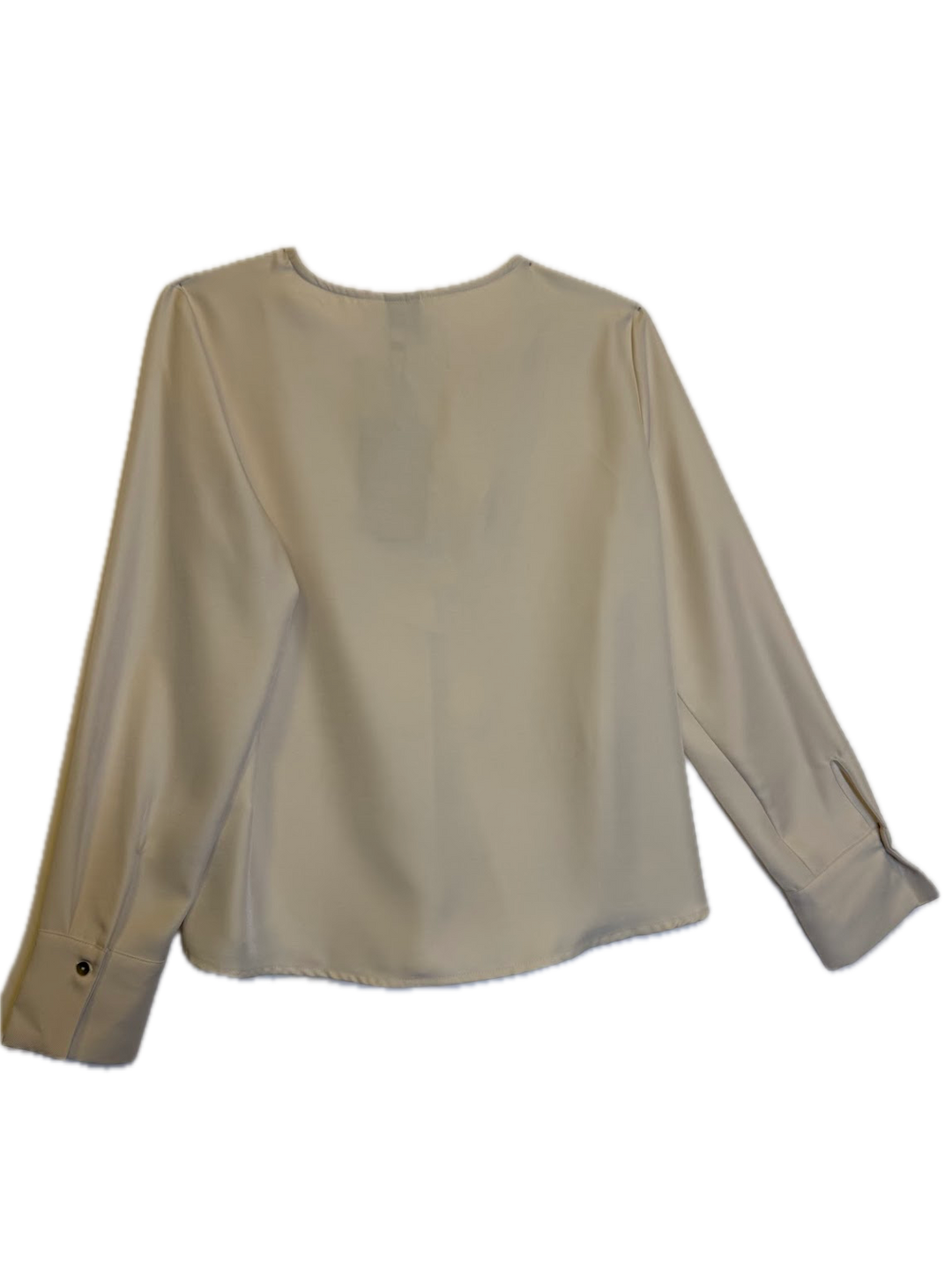 Cream Tie-Neck Long-Sleeve Blouse