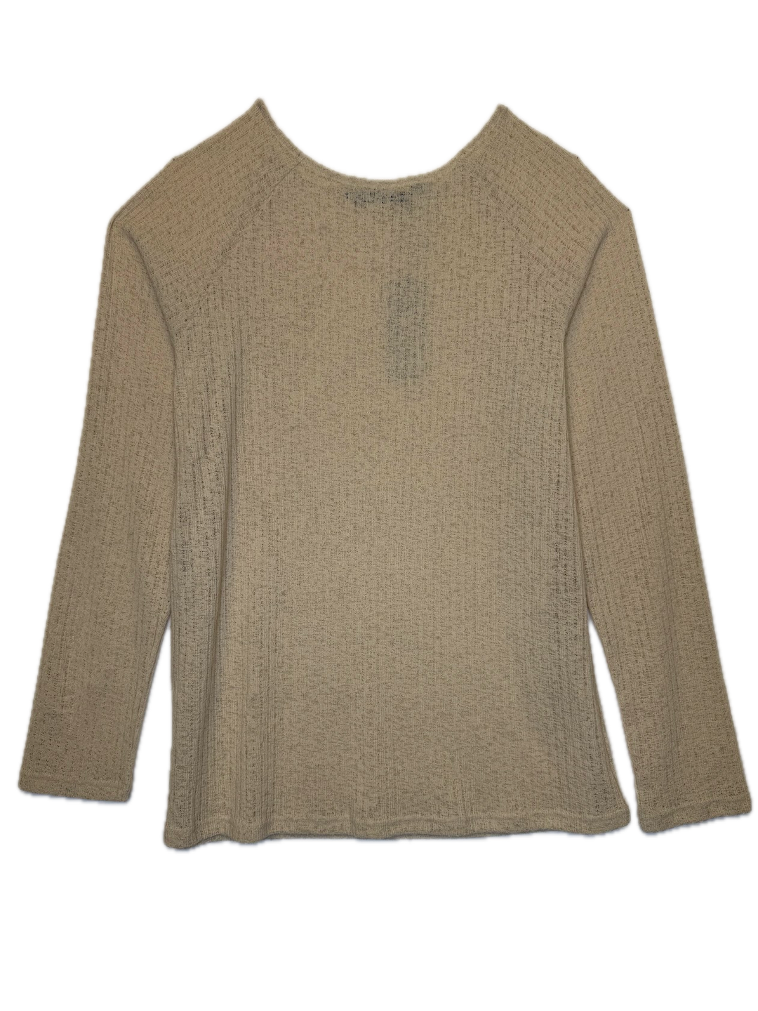 Beige Textured Open-Knit Sweater