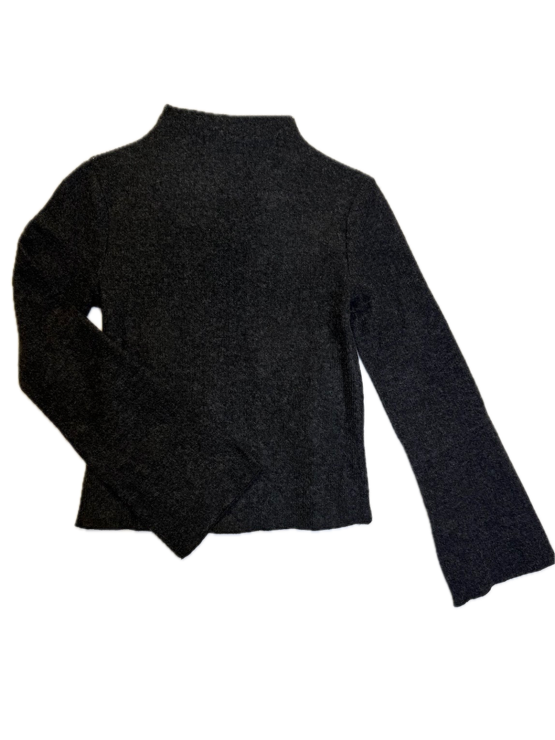 Charcoal Brushed Mock-Neck Sweater