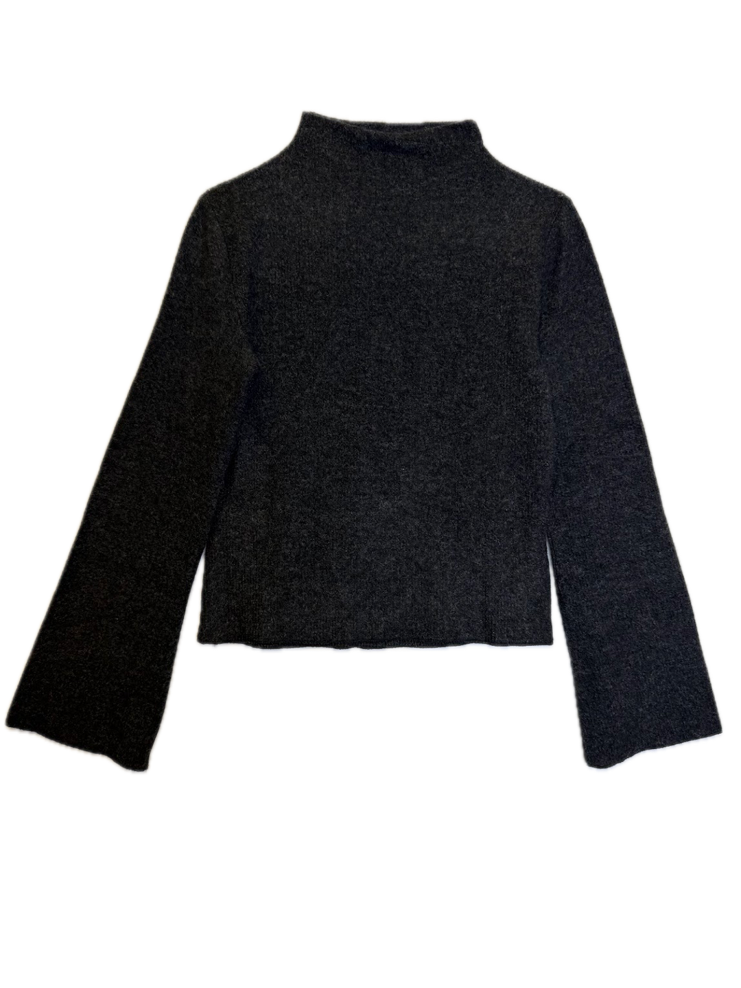 Charcoal Brushed Mock-Neck Sweater