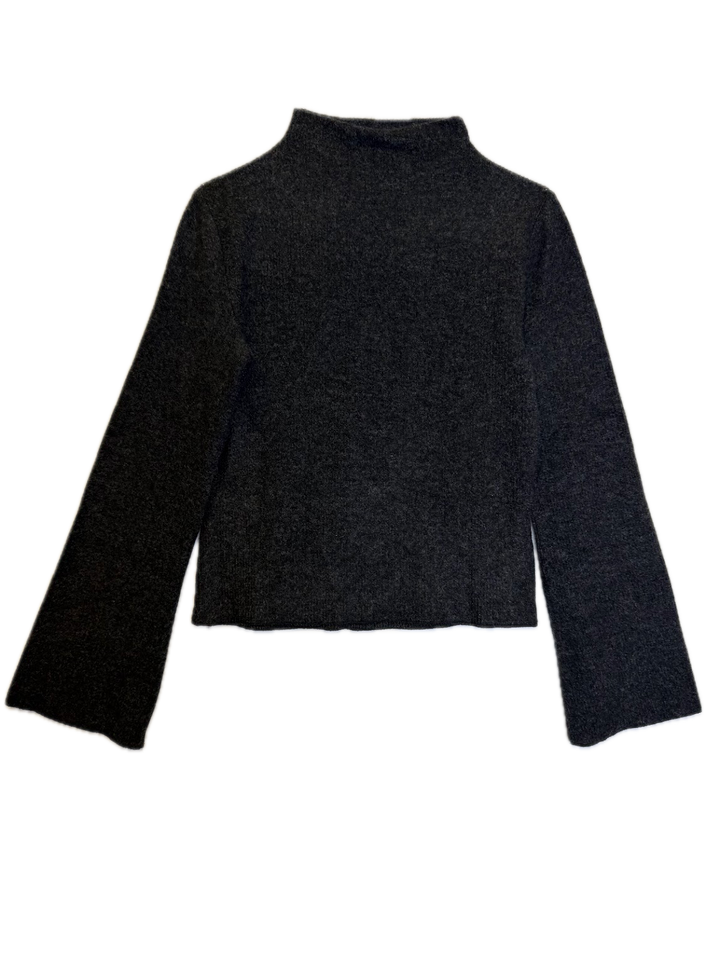 Charcoal Brushed Mock-Neck Sweater