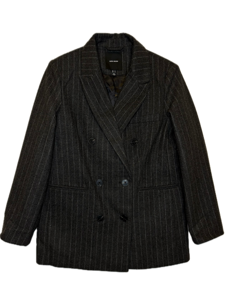Charcoal Pinstripe Double-Breasted Blazer