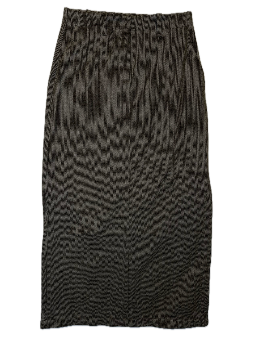 Brown Herringbone Midi Skirt