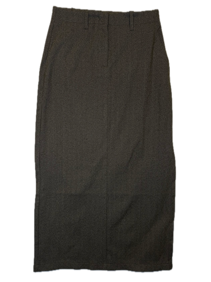 Brown Herringbone Midi Skirt