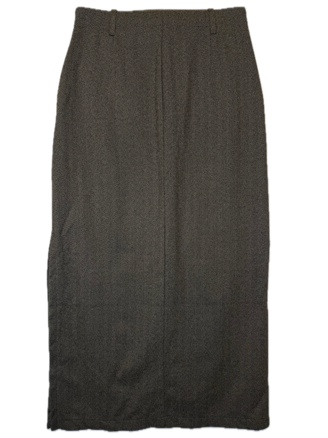 Brown Herringbone Midi Skirt