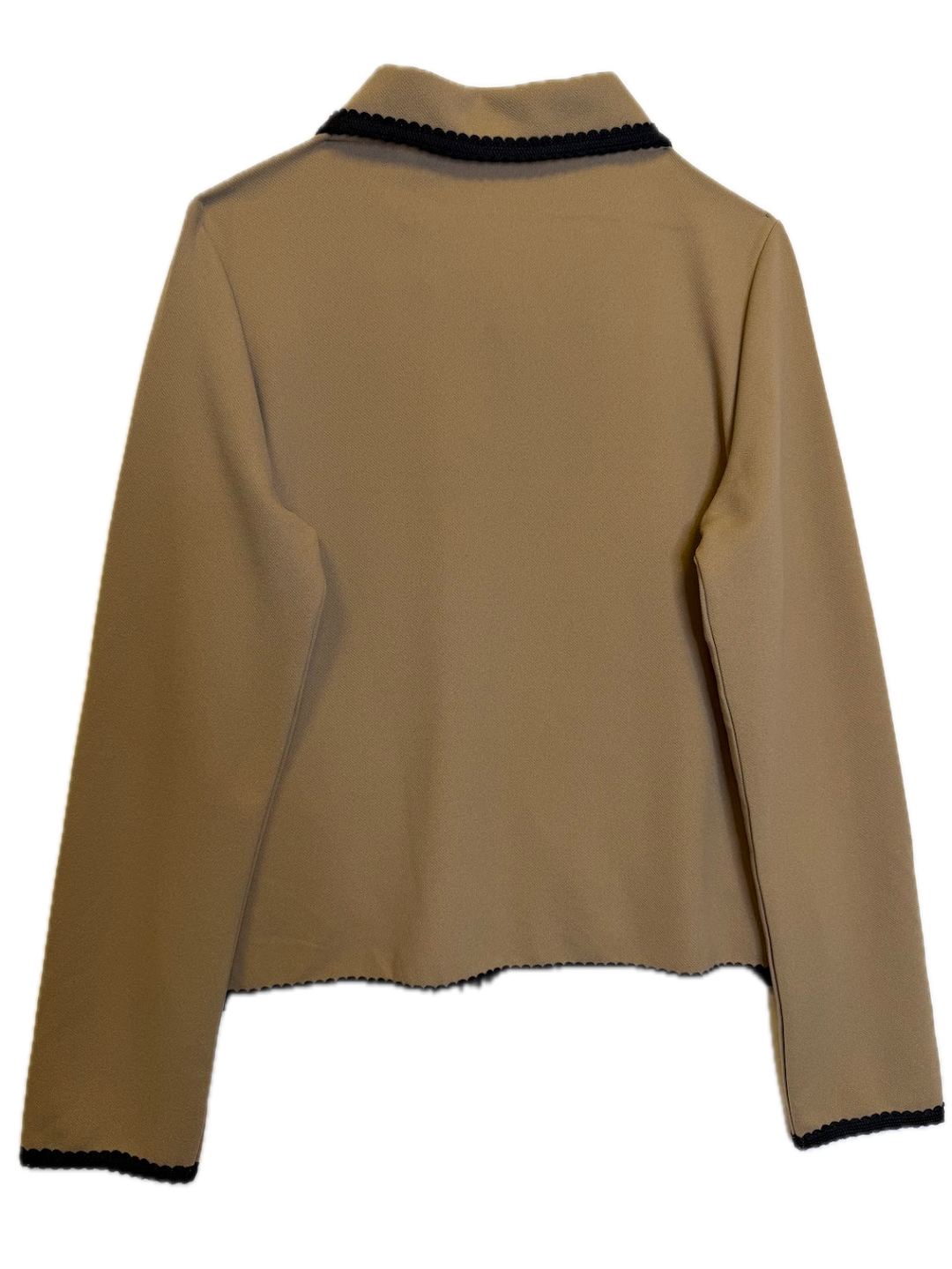 Khaki Contrast-Trim Knit Jacket