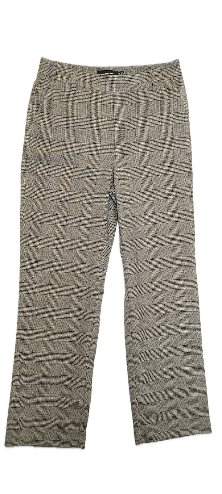 Grey Plaid Wide Leg Trousers