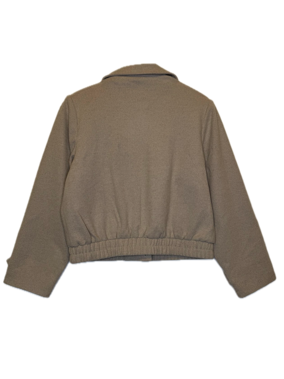 Light Beige Cropped Button Jacket