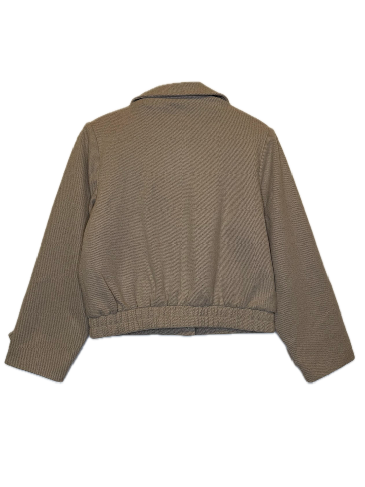 Light Beige Cropped Button Jacket