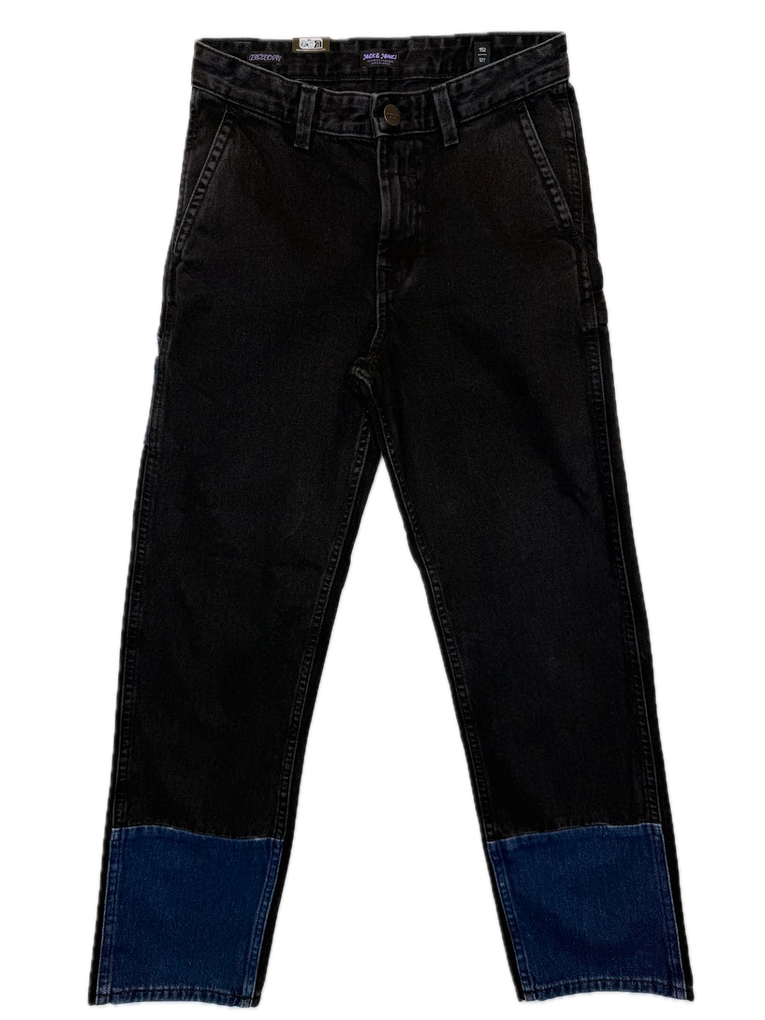 Black Colorblock Straight Leg Jeans