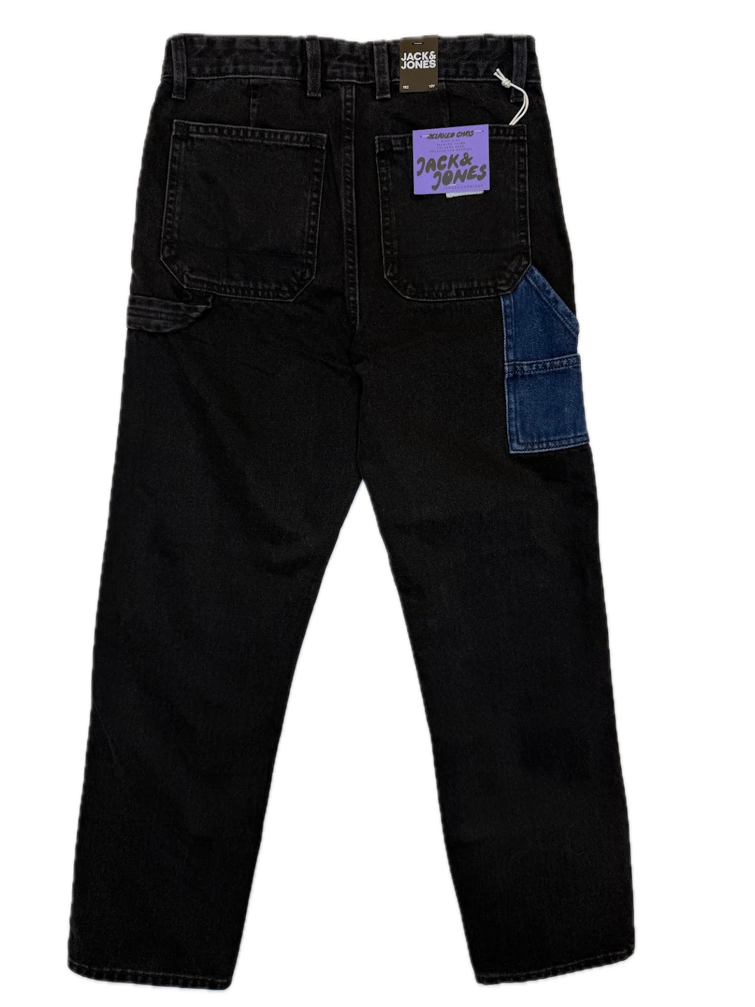 Black Colorblock Straight Leg Jeans