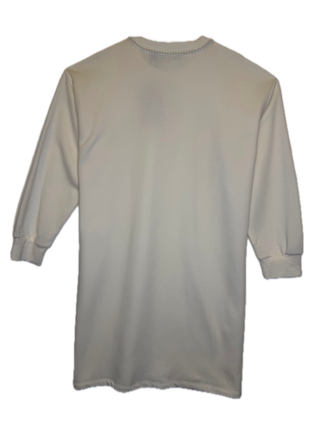 Cream Pearl Detail Sweatshirt Dress