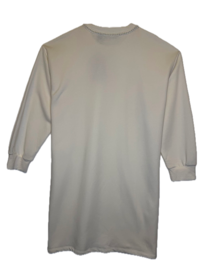 Cream Pearl Detail Sweatshirt Dress