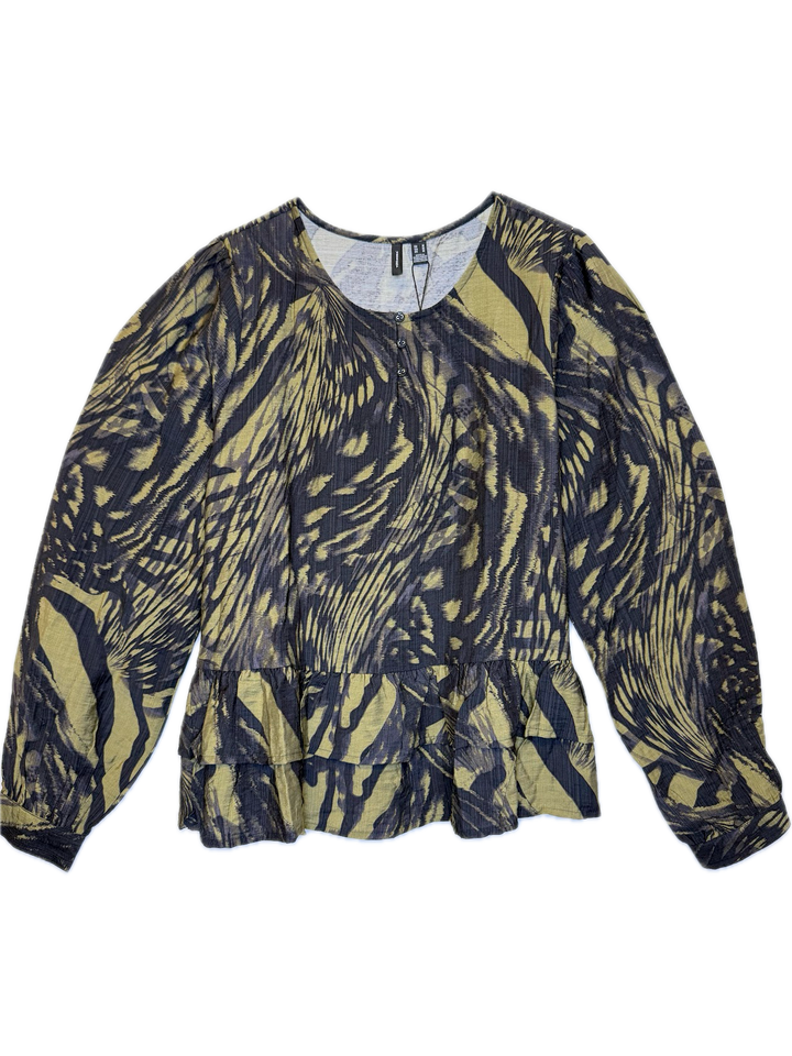 Abstract Print Peplum Blouse