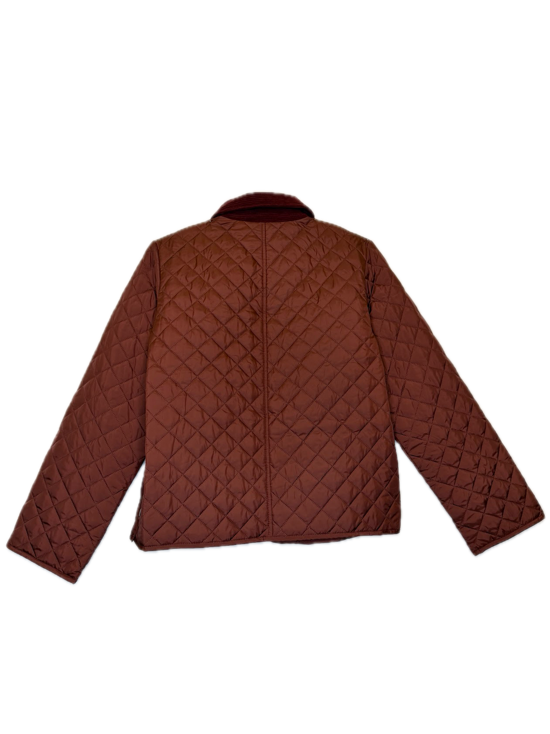 Burgundy Quilted Jacket with Corduroy Collar