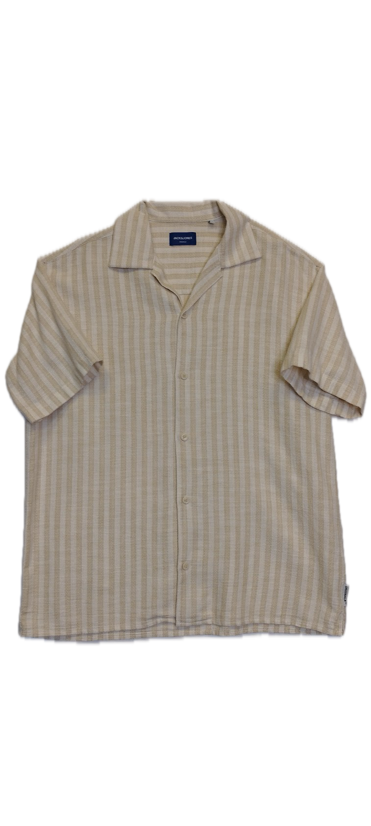 Beige & Cream Stripe Short-Sleeve Shirt
