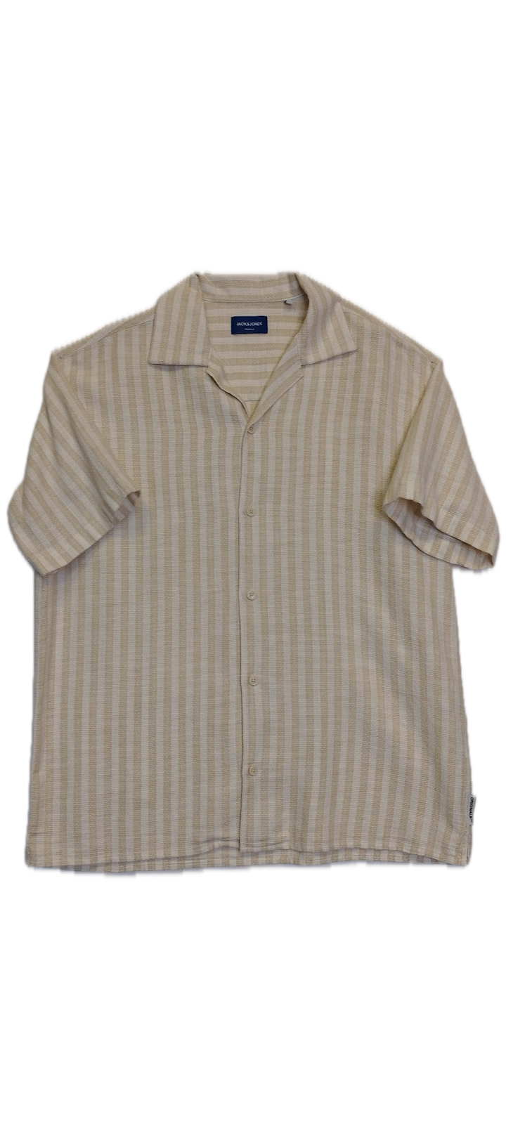 Beige & Cream Stripe Short-Sleeve Shirt