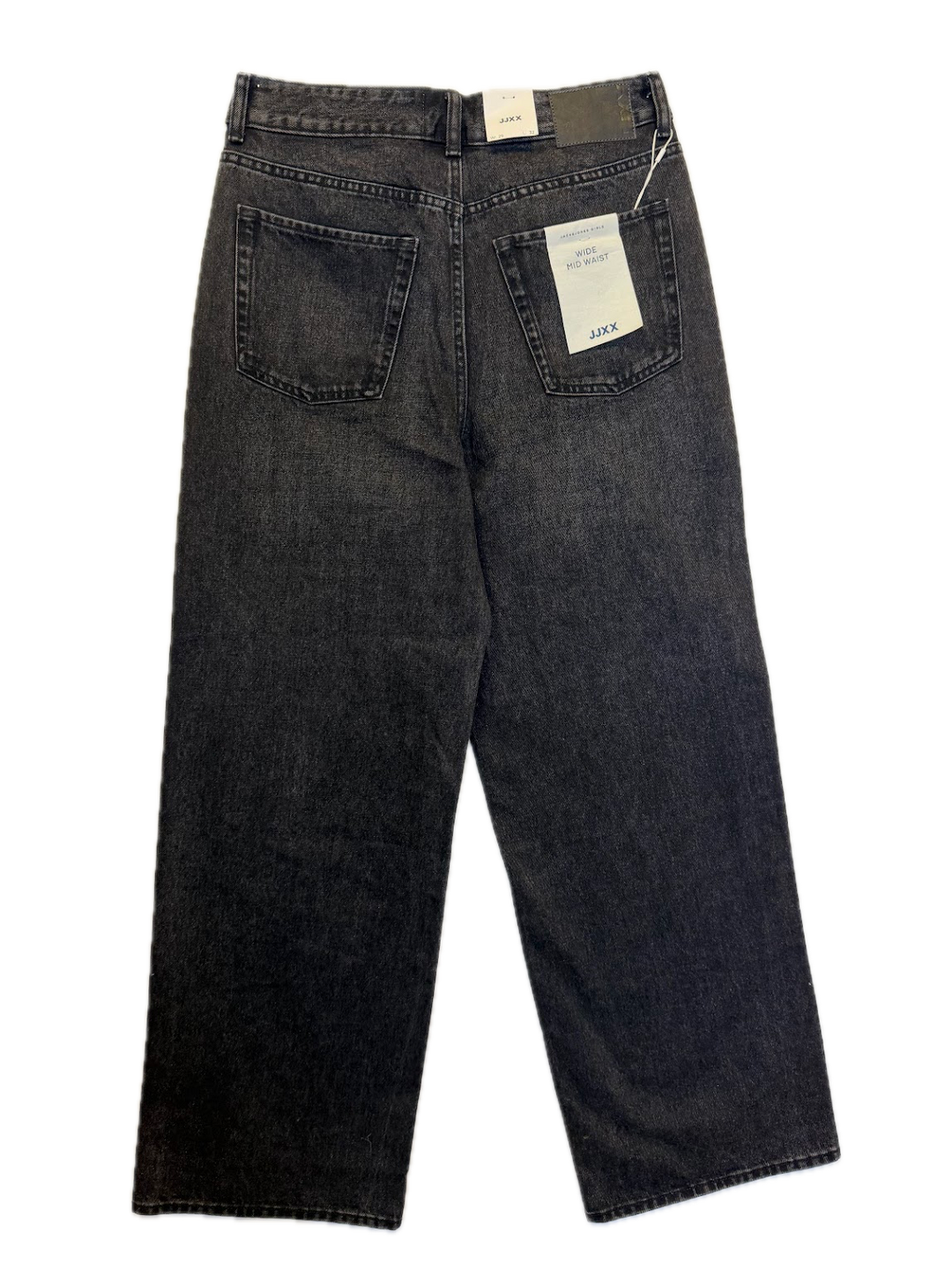 Black Wide Leg Jeans with Exposed Zipper