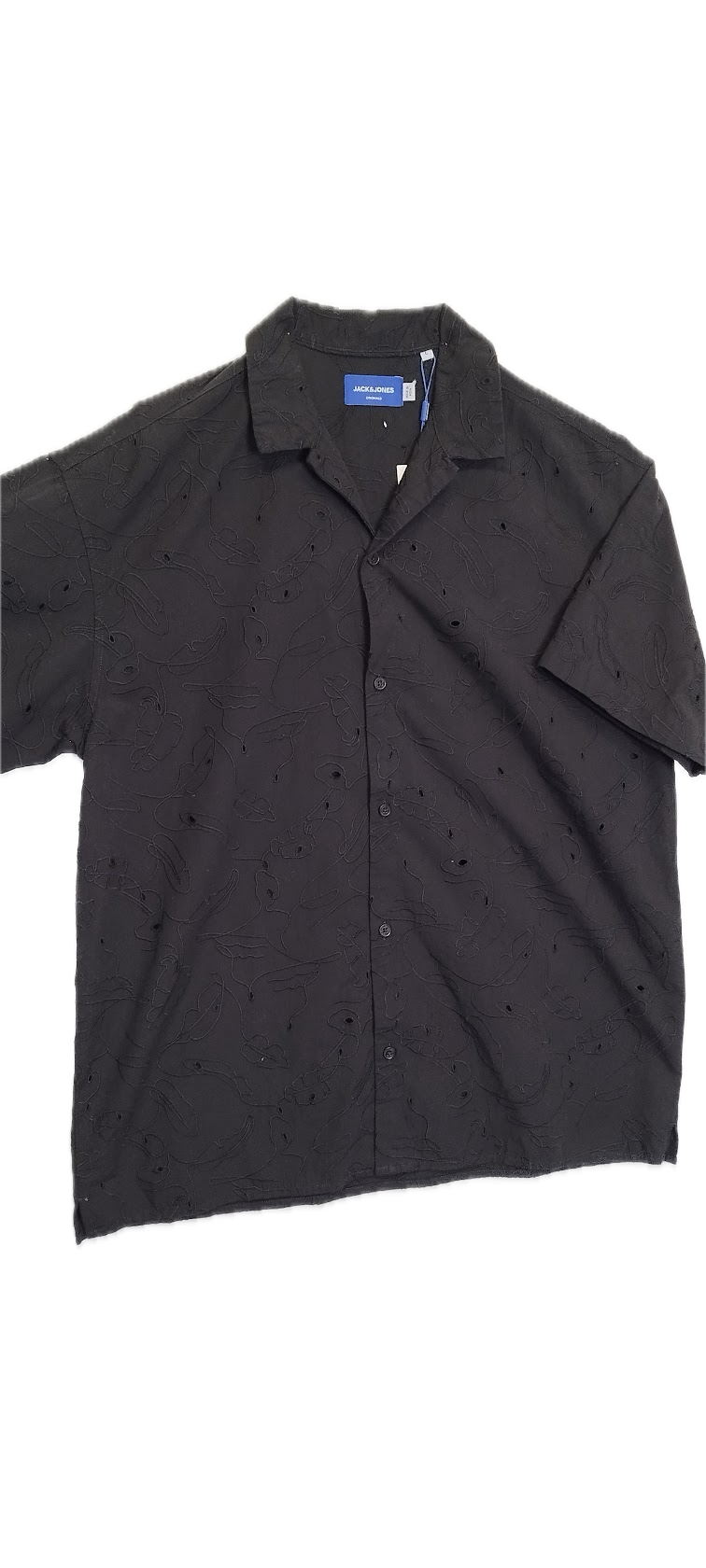 Black Jacquard Short-Sleeve Shirt
