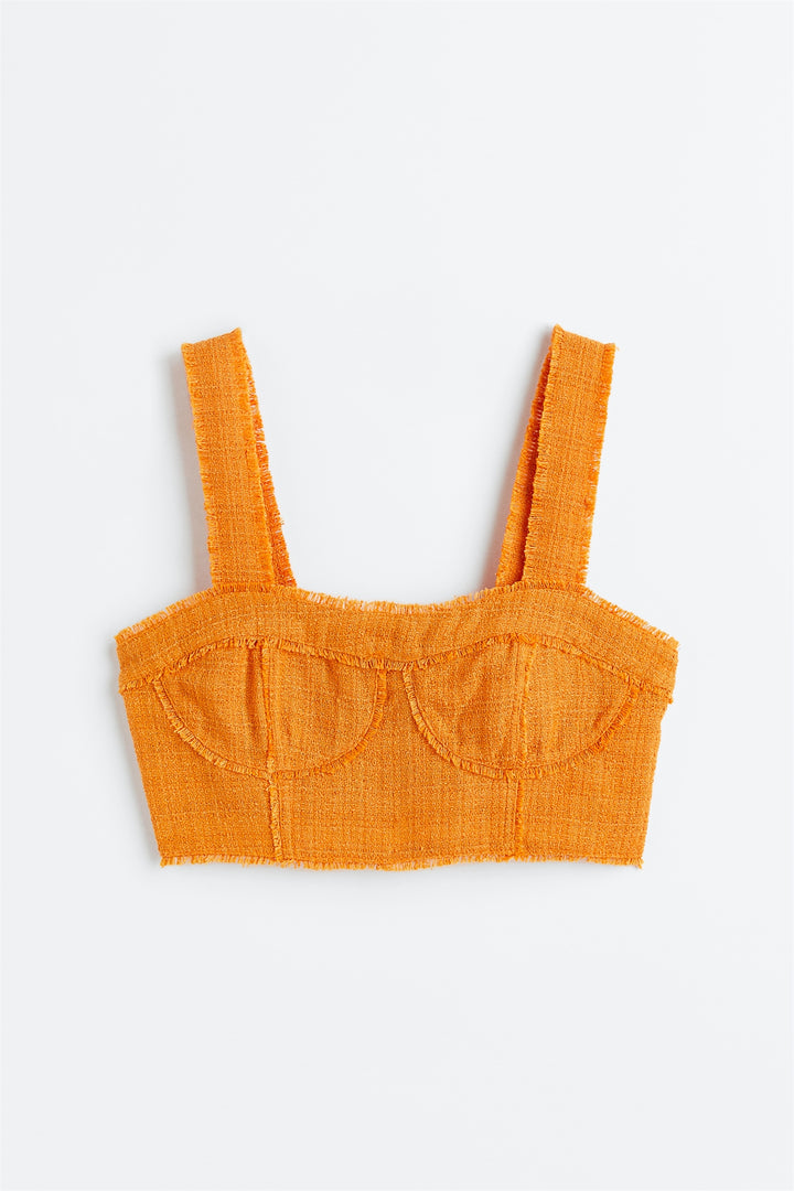 Fitted Ribbed Top, Orange