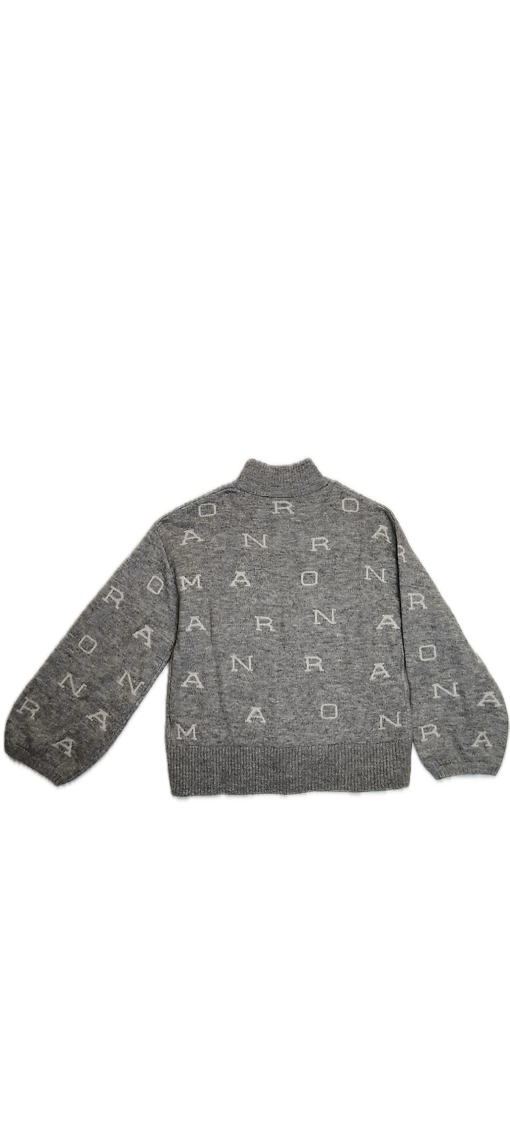 Grey Mock Neck Letter Print Sweater