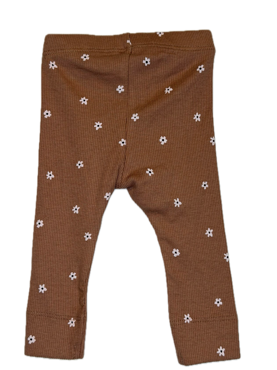 Brown Floral Ribbed Leggings