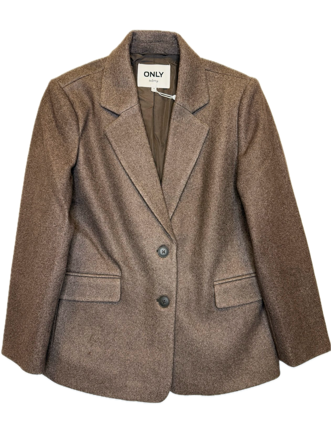 Brown Textured Wool-Look Blazer