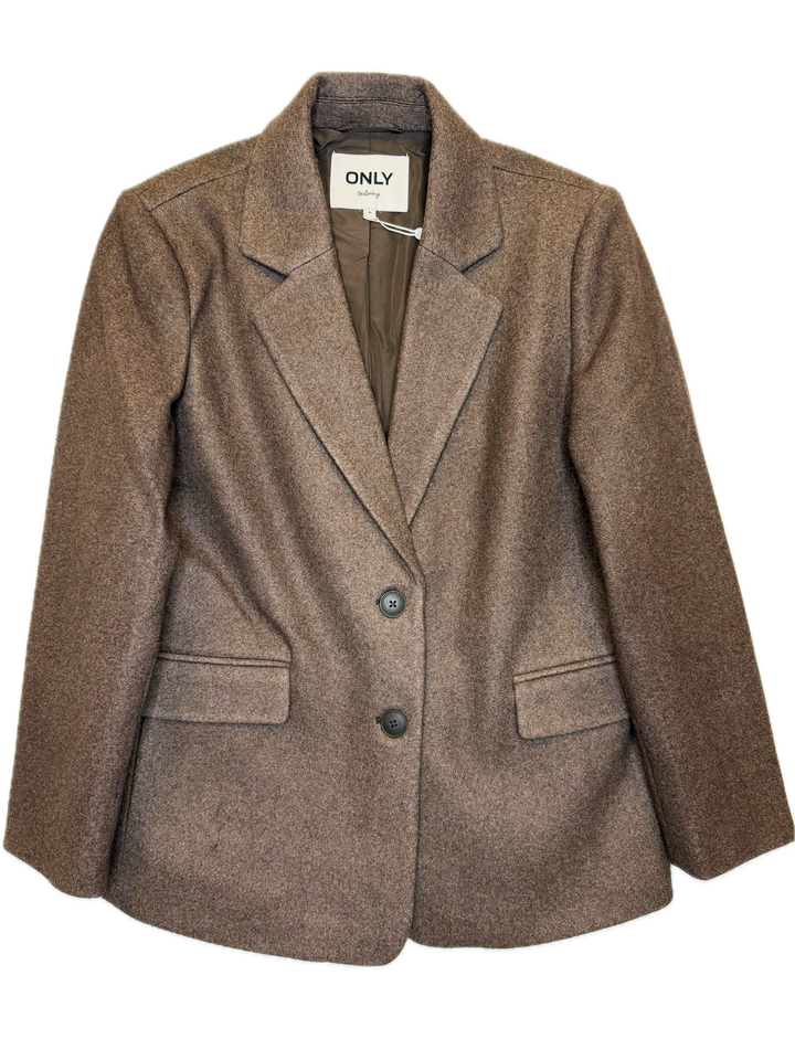 Brown Textured Wool-Look Blazer