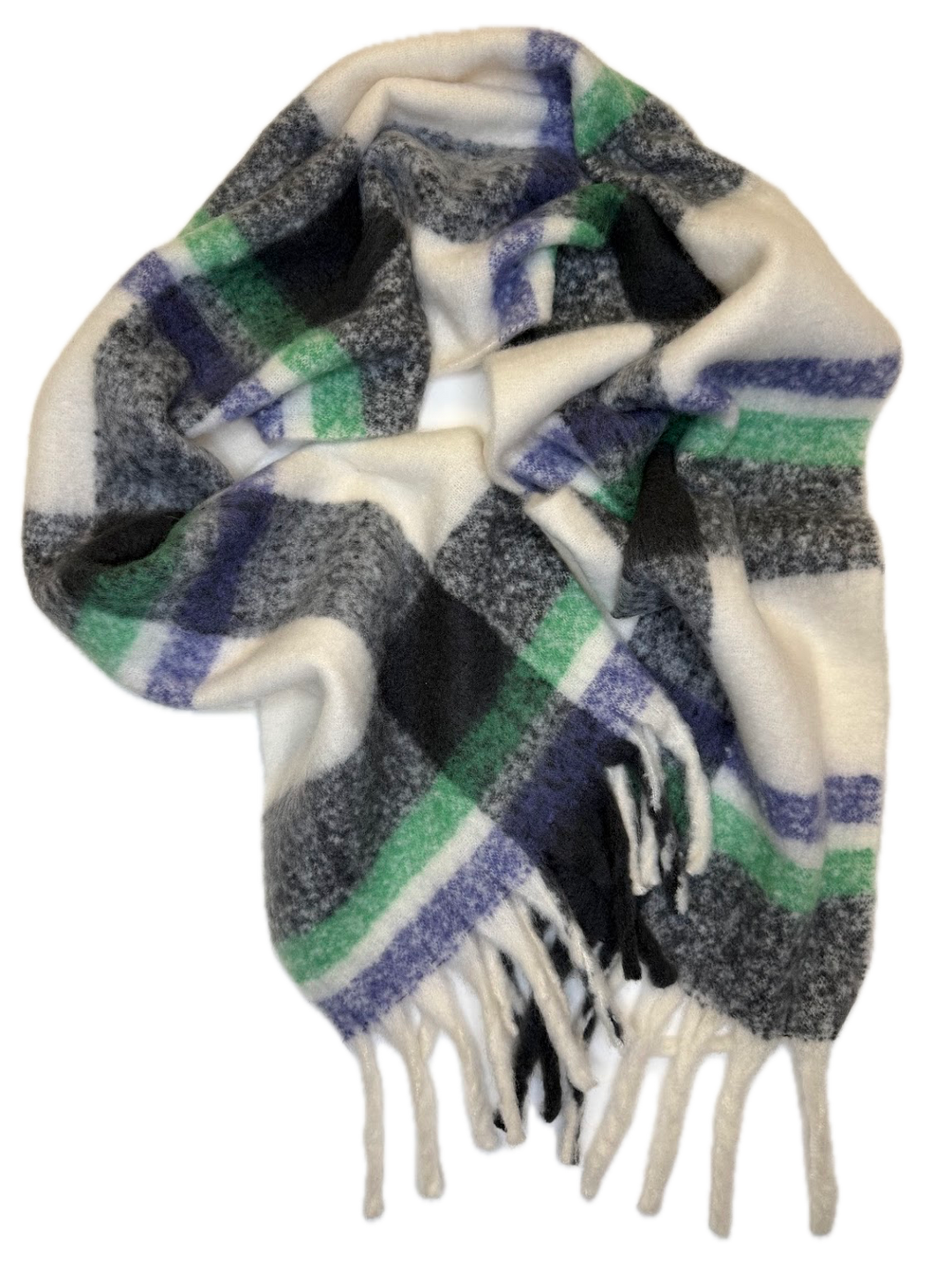 Brushed Plaid Fringe Scarf