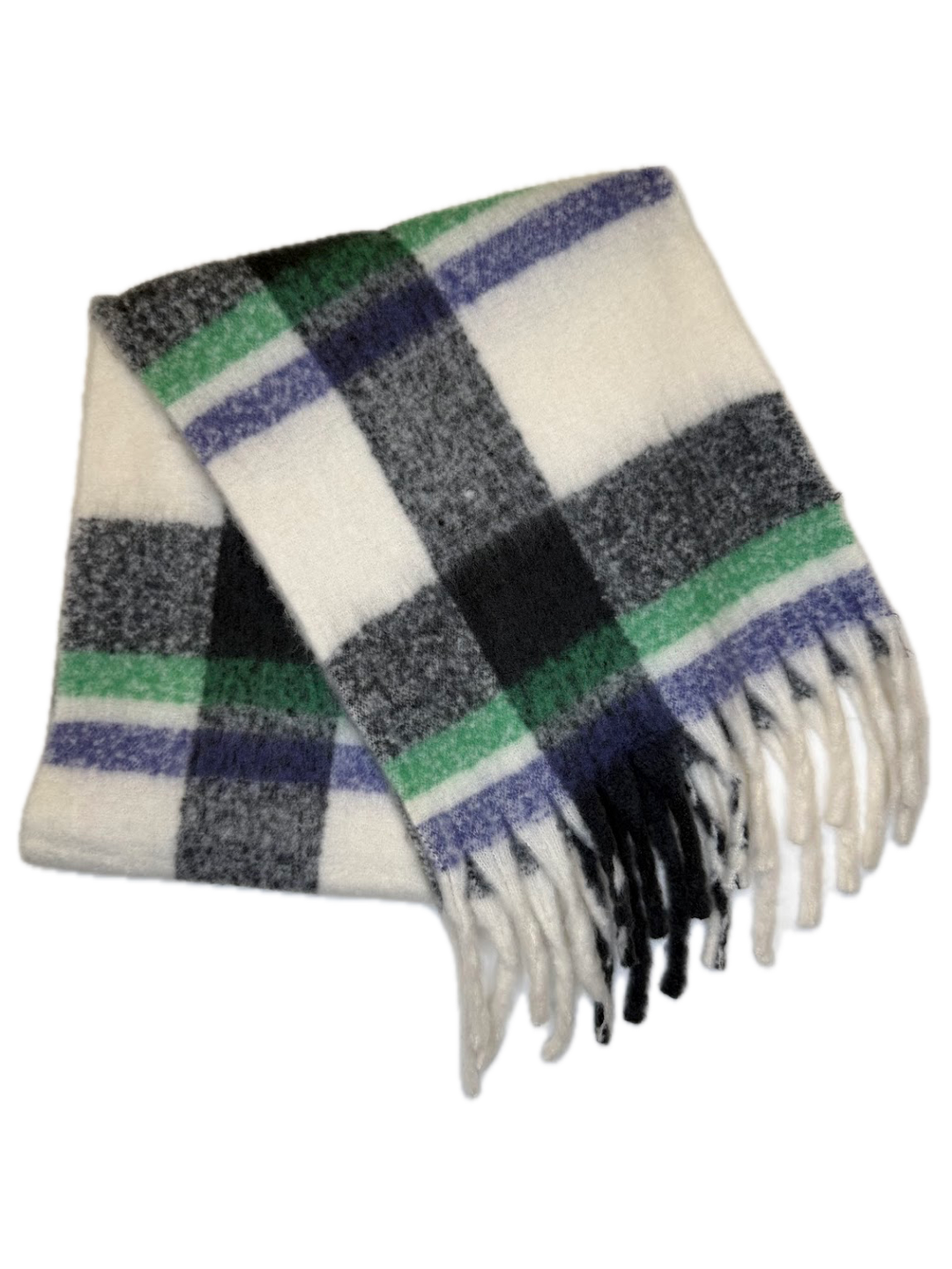 Brushed Plaid Fringe Scarf
