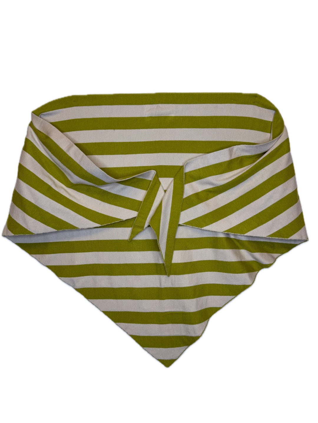 Green & Cream Diagonal Stripe Knit Scarf