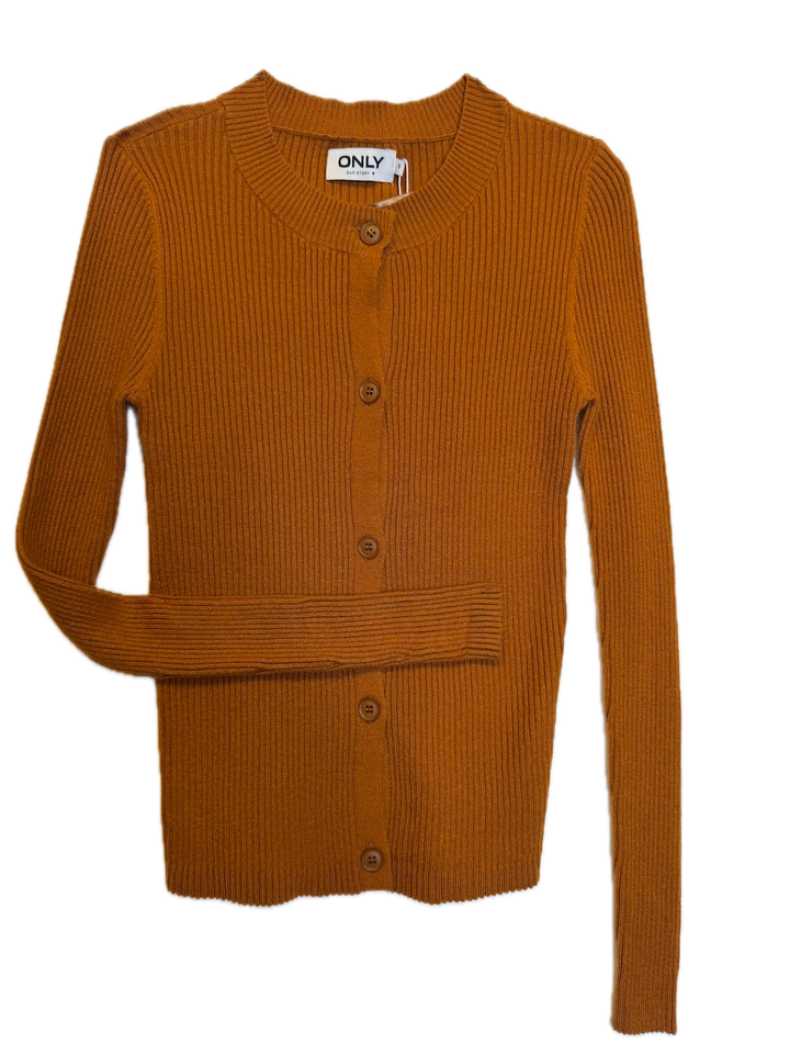 Rust Brown Ribbed Cardigan