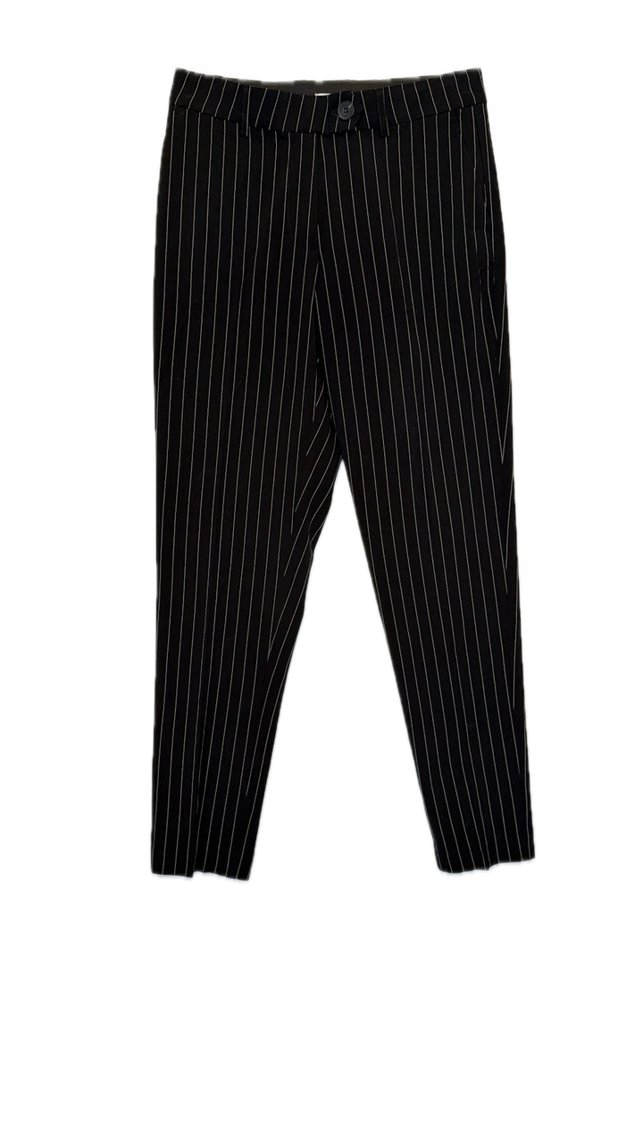 Black Pinstripe Tapered Pants