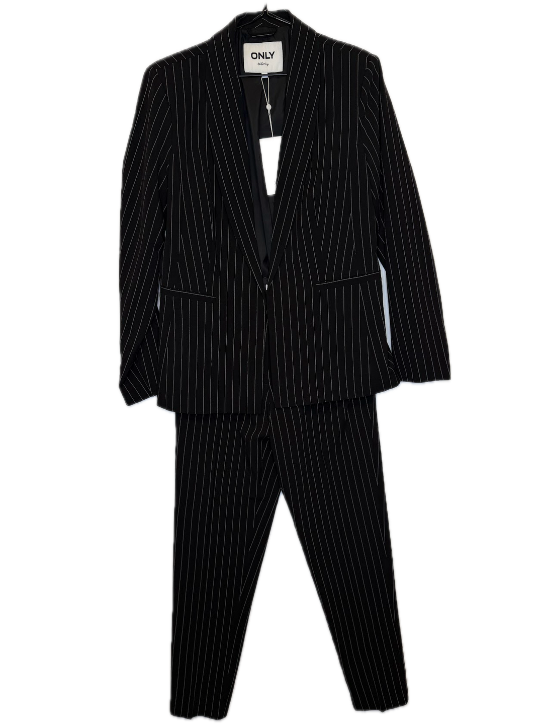 Black Pinstripe Tapered Pants