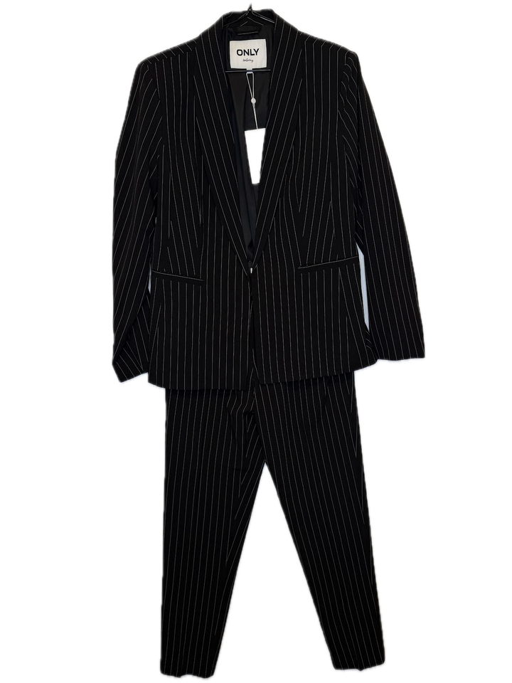 Black Pinstripe Tapered Pants
