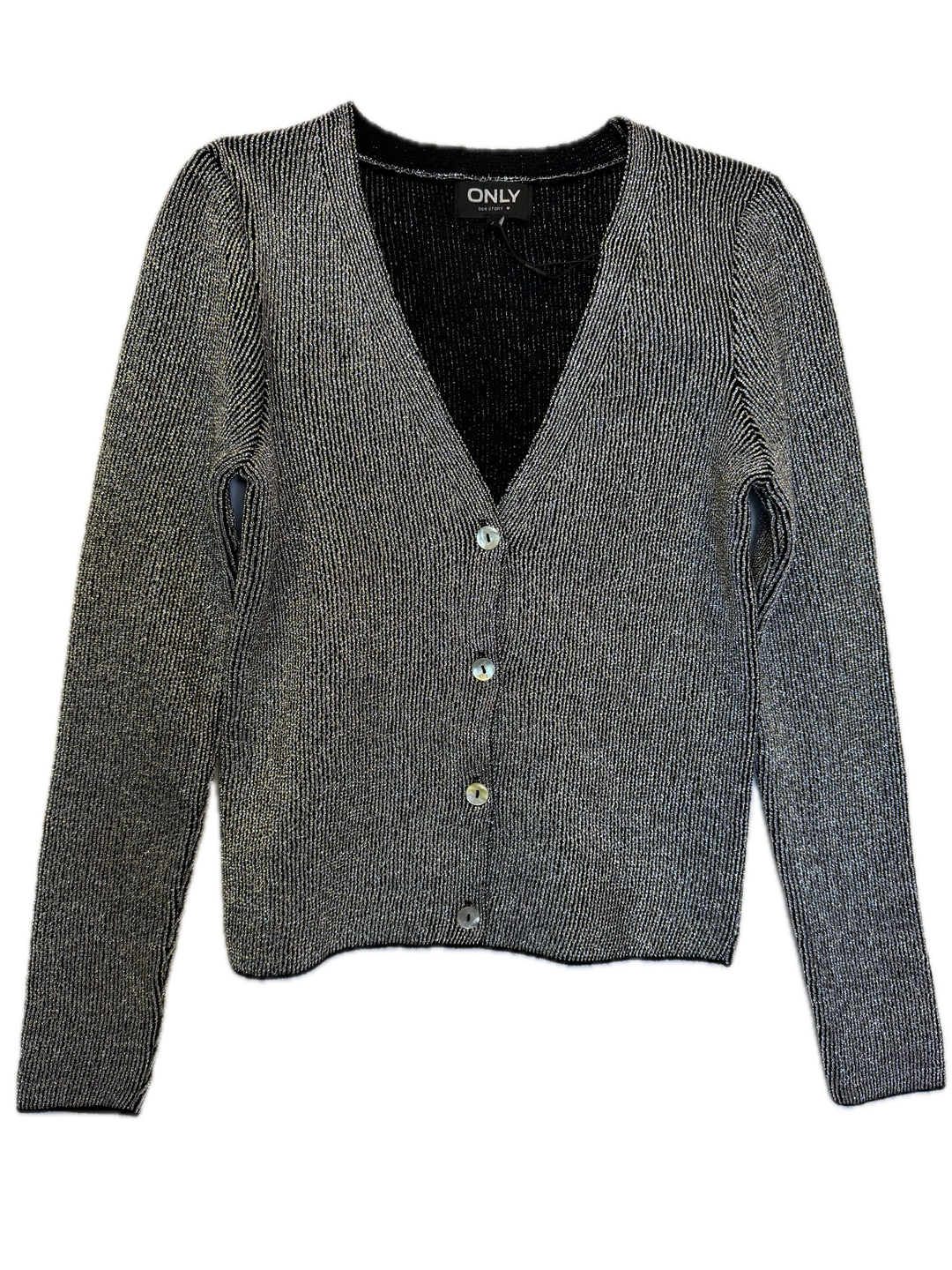 Metallic Silver-Thread Cardigan