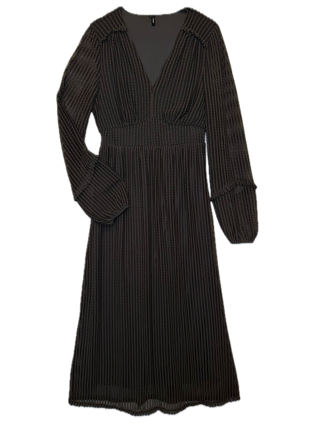 Black Textured Long-Sleeve Dress