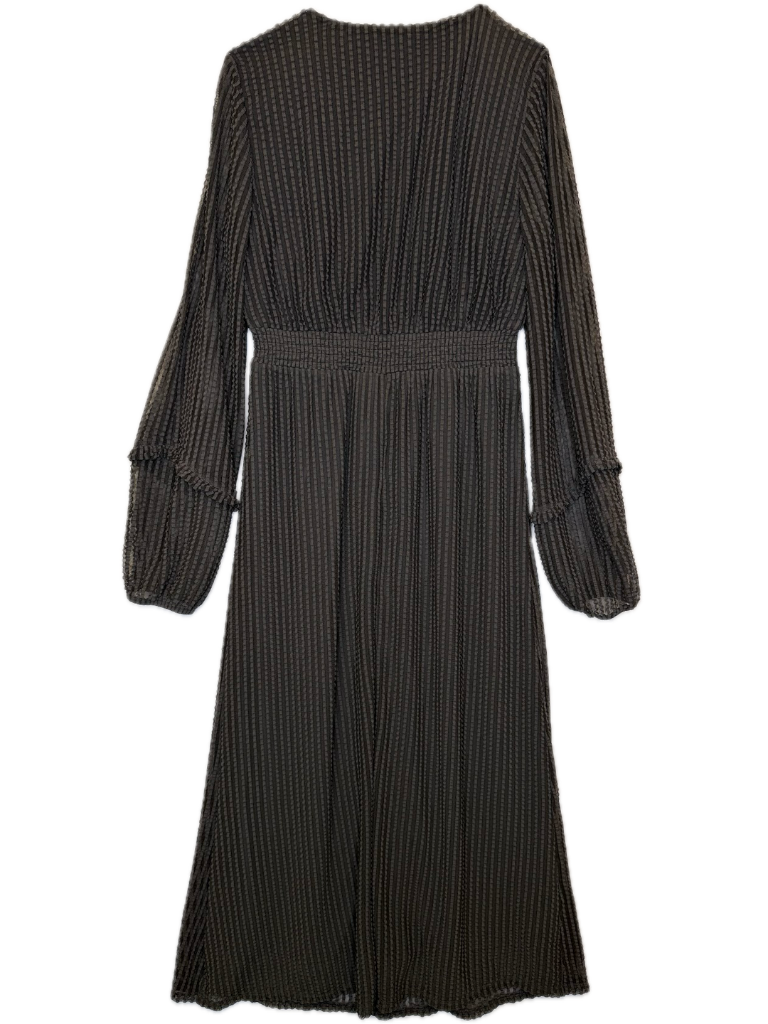 Black Textured Long-Sleeve Dress