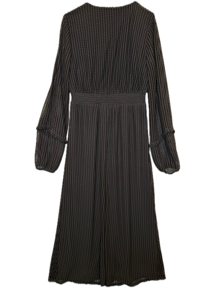 Black Textured Long-Sleeve Dress