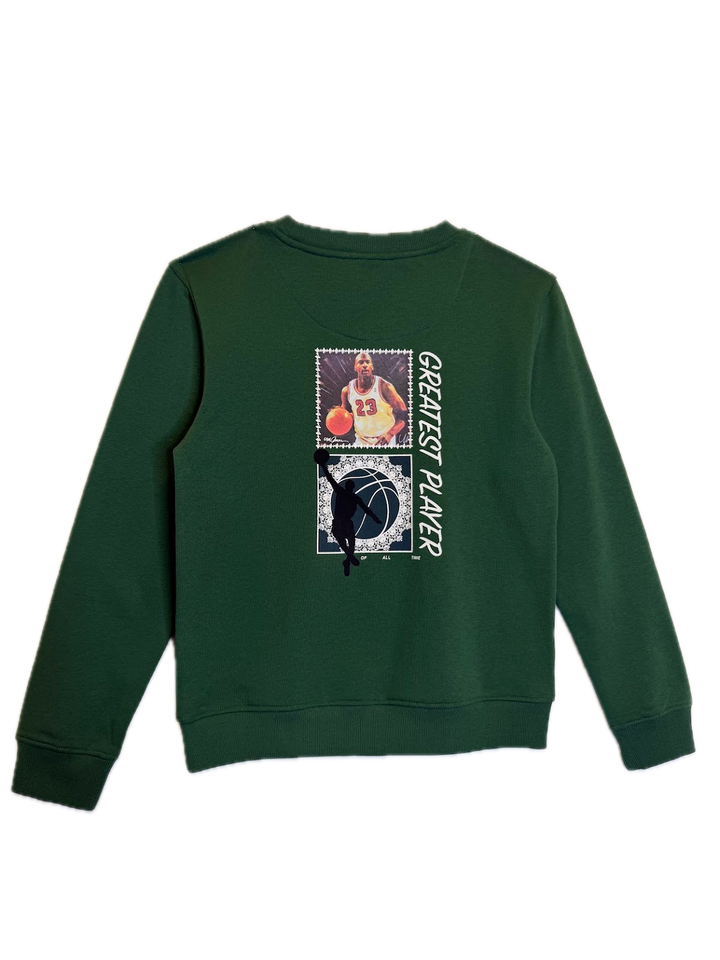 Green "Champion" Basketball Graphic Sweatshirt