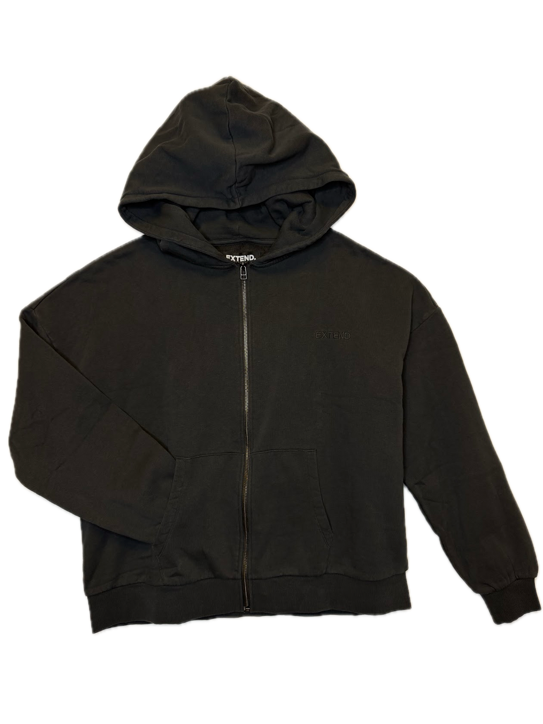 Black Zip Hoodie with Back Logo