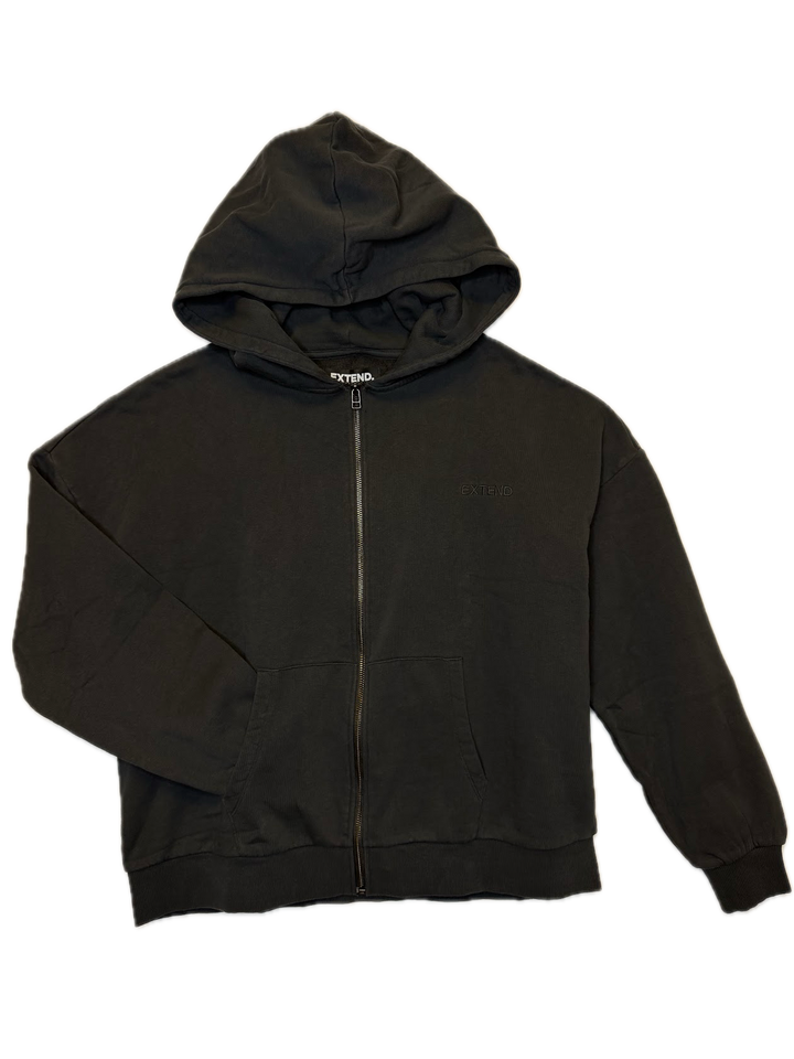 Black Zip Hoodie with Back Logo