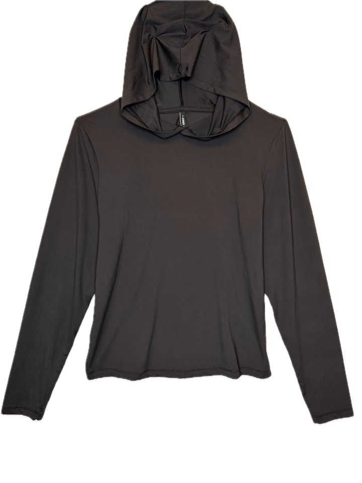 Black Hooded Long Sleeve Top
