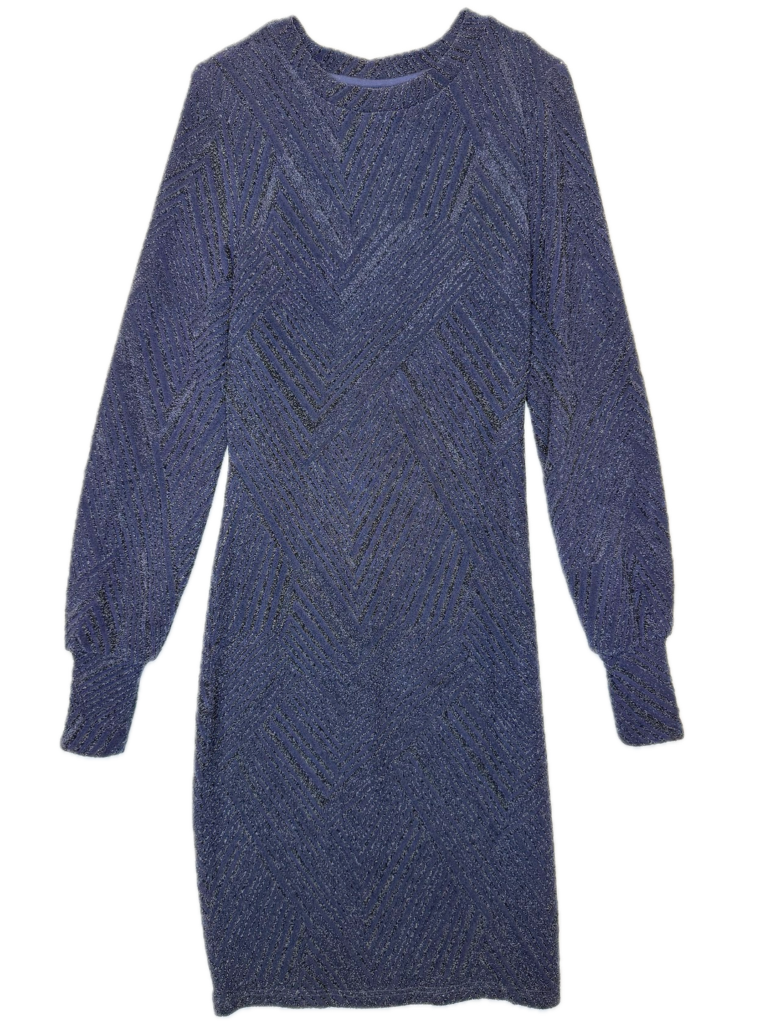 Navy Metallic Chevron Knit Dress